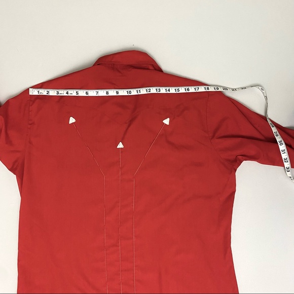 Karman Vintage 80s Red Western Shirt, Embroidered Arrows. Size Medium. - Picture 4 of 13